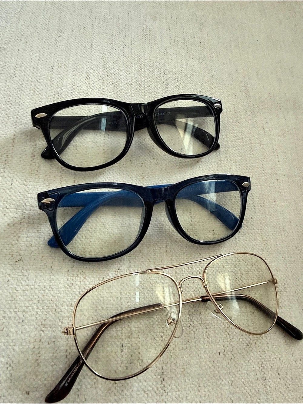 Girl’s Eyeglasses 3-Pair Set Black & Blue